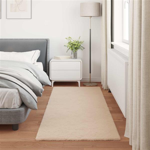 Grote foto vidaxl nep konijnenbont tapijt olite taupe 100 x 200 cm polyester huis en inrichting vloerbedekking en kleden