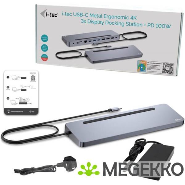 Grote foto i tec usb c metal ergonomic 3x 4k display docking station with power delivery 100 w universal char computers en software overige computers en software