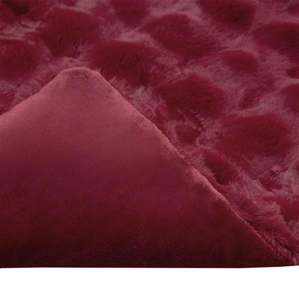 Grote foto vidaxl neppels konijnenbont deken bordeaux rood 220 x 240 cm polyester huis en inrichting bedden