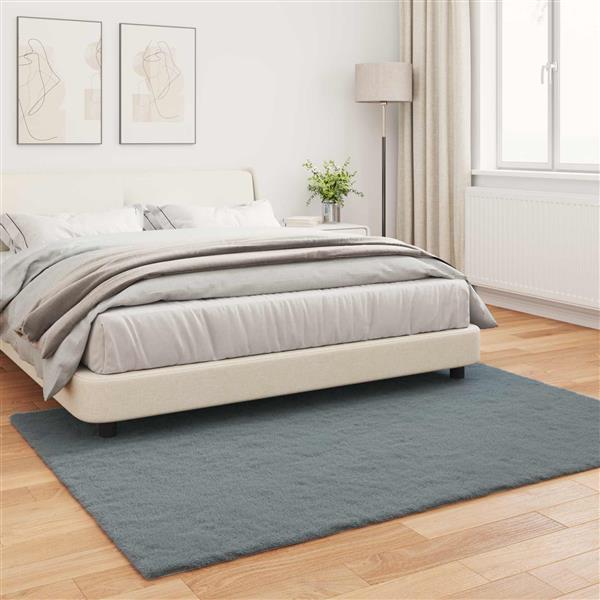 Grote foto vidaxl nep konijnenbont tapijt olite antraciet 160 x 230 cm polyester huis en inrichting vloerbedekking en kleden