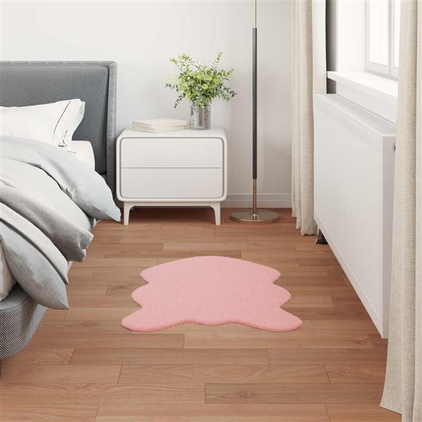 Grote foto vidaxl nep konijnenbont tapijt olite roze 60 x 90 cm polyester huis en inrichting vloerbedekking en kleden
