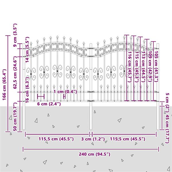 Grote foto vidaxl tuinhek wit 240 x 165 cm poedergecoat staal tuin en terras hekken en schuttingen