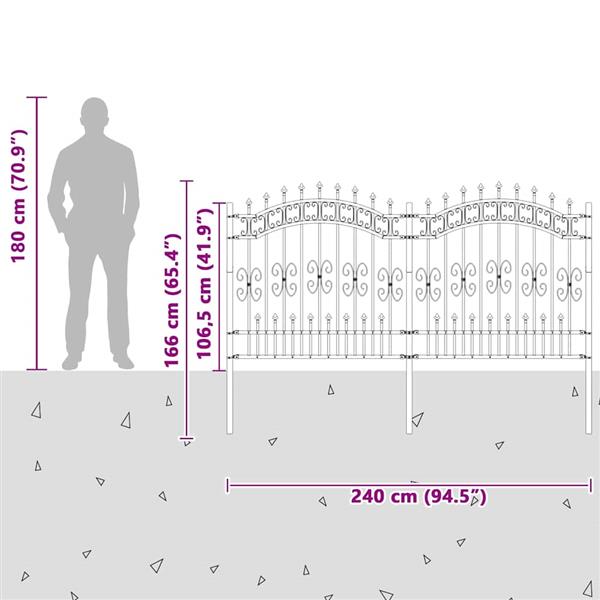 Grote foto vidaxl tuinhek wit 240 x 165 cm poedergecoat staal tuin en terras hekken en schuttingen