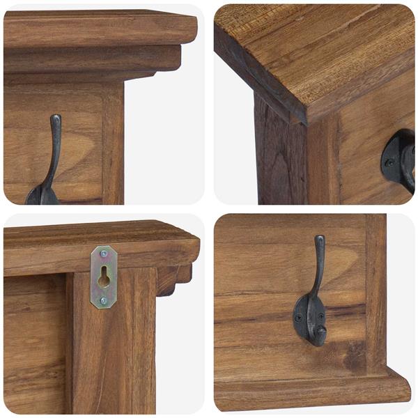 Grote foto vidaxl wand gemonteerde kapstok met opslag naturel 100 x 10 x 20 cm huis en inrichting woningdecoratie