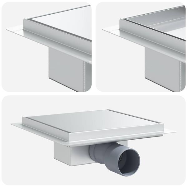 Grote foto vidaxl 2 in 1 doucheafvoer zilver 20 x 20 cm roestvrij staal 304 doe het zelf en verbouw sanitair