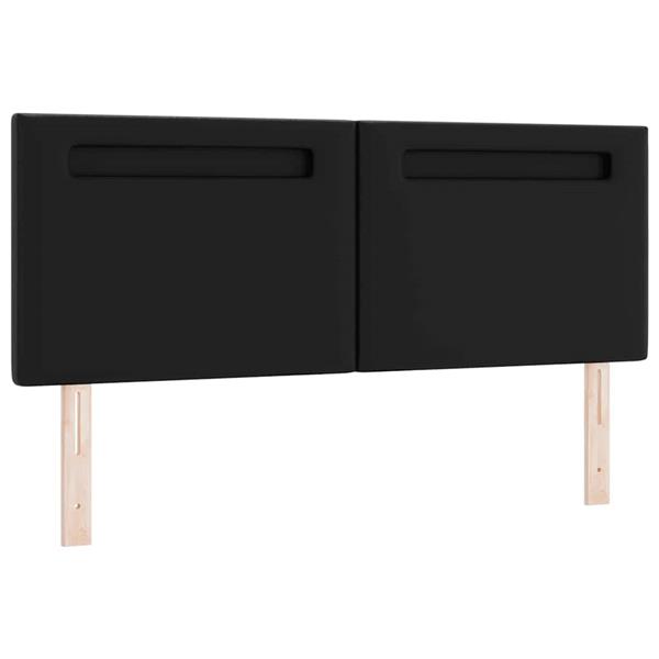 Grote foto vidaxl led hoofdbord zwart 160 cm nep leer antiek en kunst stoelen en banken