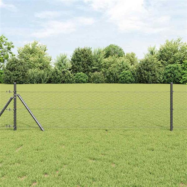 Grote foto vidaxl hexagon hek grijs 0 8 x 50 m pvc tuin en terras hekken en schuttingen