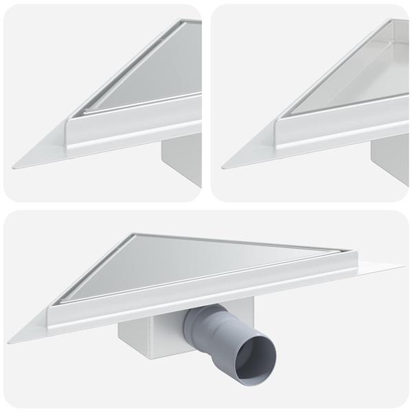 Grote foto vidaxl 2 in 1 driehoek doucheafvoer zilver 25 x 25 cm doe het zelf en verbouw sanitair