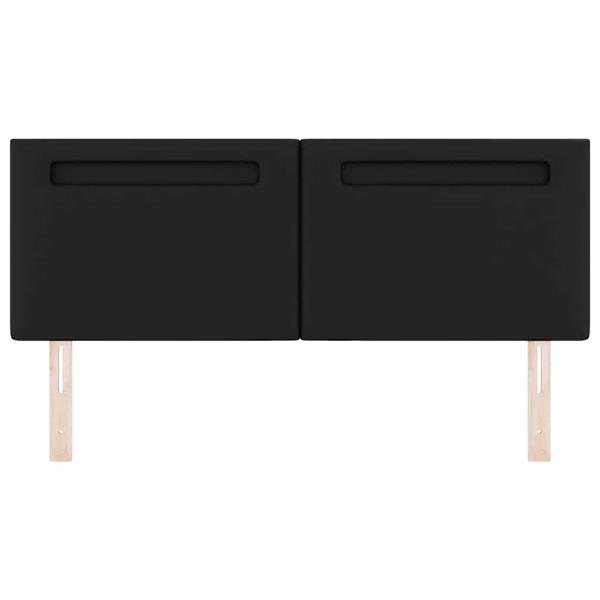 Grote foto vidaxl led hoofdbord zwart 160 cm nep leer antiek en kunst stoelen en banken