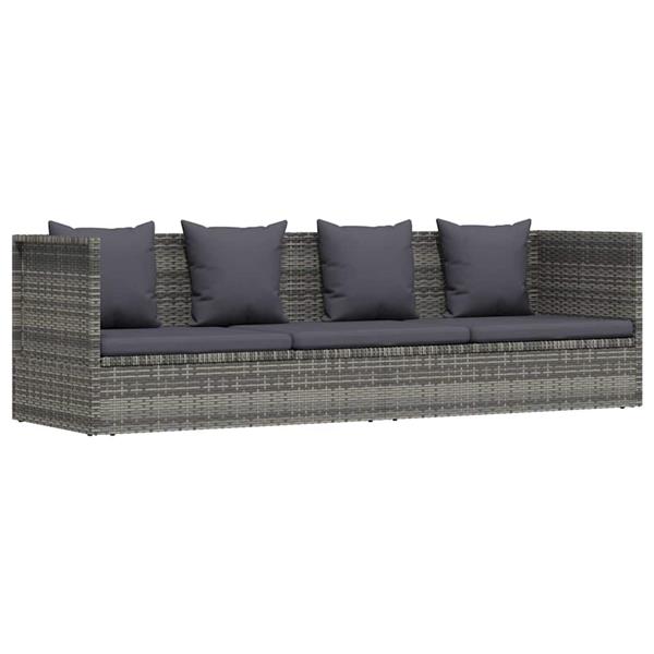 Grote foto vidaxl tuinbed 200x60 cm poly rattan grijs tuin en terras tuinmeubelen