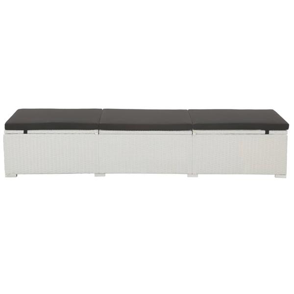 Grote foto vidaxl ligbed met kussen poly rattan wit tuin en terras tuinmeubelen