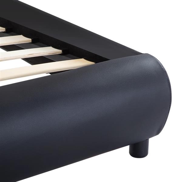 Grote foto vidaxl bedframe met led kunstleer zwart 180x200 cm antiek en kunst stoelen en banken