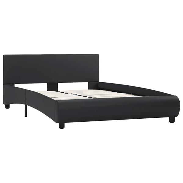 Grote foto vidaxl bedframe met led kunstleer zwart 120x200 cm antiek en kunst stoelen en banken