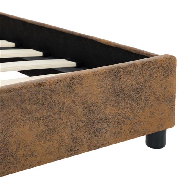 Grote foto vidaxl bedframe kunstsu de bruin 180x200 cm antiek en kunst stoelen en banken