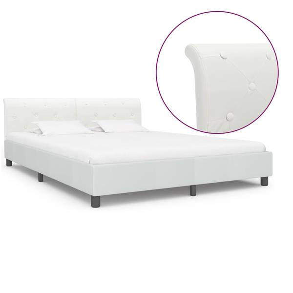 Grote foto vidaxl bedframe kunstleer wit 180x200 cm antiek en kunst stoelen en banken