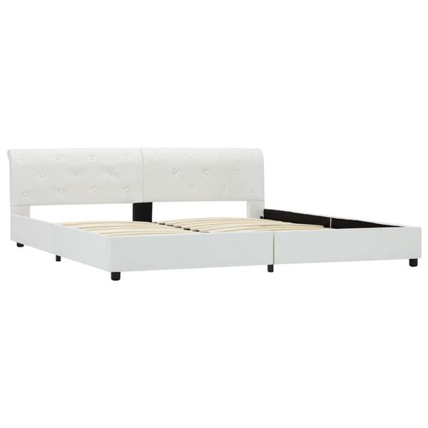 Grote foto vidaxl bedframe kunstleer wit 180x200 cm antiek en kunst stoelen en banken