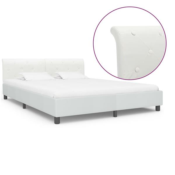 Grote foto vidaxl bedframe kunstleer wit 160x200 cm antiek en kunst stoelen en banken