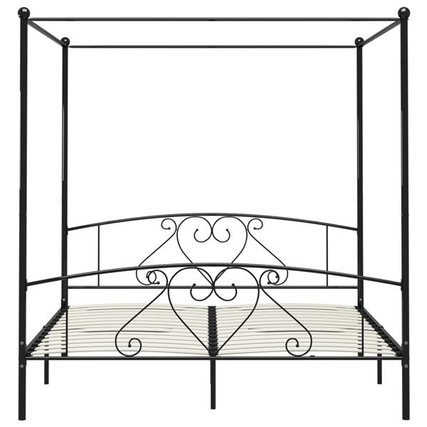 Grote foto vidaxl hemelbedframe metaal zwart 200x200 cm antiek en kunst stoelen en banken