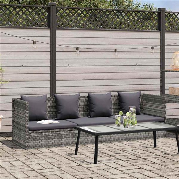 Grote foto vidaxl tuinbed 200x60 cm poly rattan grijs tuin en terras tuinmeubelen