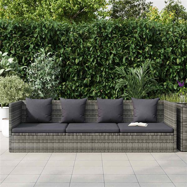 Grote foto vidaxl tuinbed 200x60 cm poly rattan grijs tuin en terras tuinmeubelen