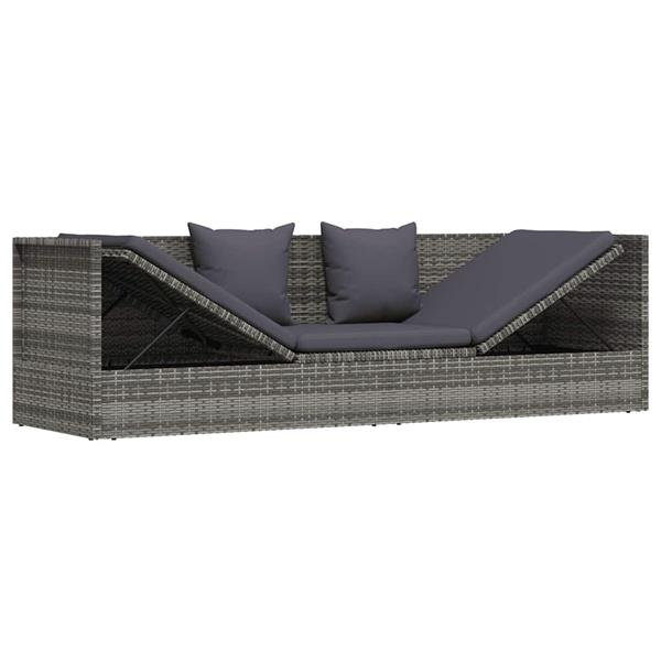 Grote foto vidaxl tuinbed 200x60 cm poly rattan grijs tuin en terras tuinmeubelen