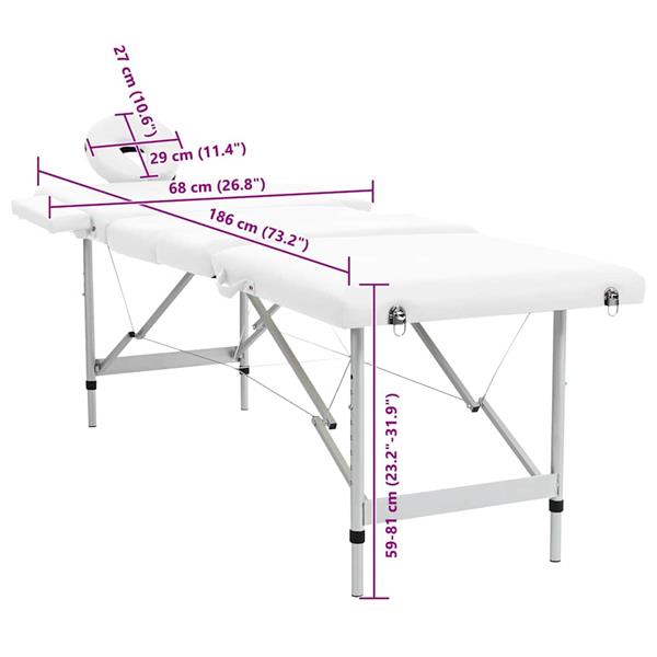 Grote foto vidaxl massagetafel inklapbaar met aluminium frame vier delen cr mewit beauty en gezondheid massage