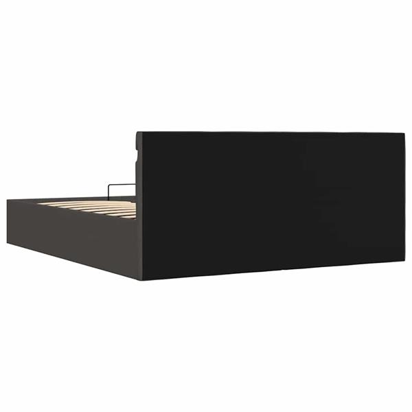 Grote foto vidaxl bedframe met opbergruimte en led stof donkergrijs 160x200 cm antiek en kunst stoelen en banken