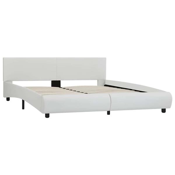 Grote foto vidaxl bedframe met led kunstleer wit 180x200 cm antiek en kunst stoelen en banken