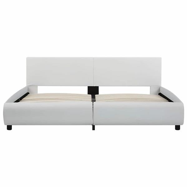 Grote foto vidaxl bedframe met led kunstleer wit 180x200 cm antiek en kunst stoelen en banken