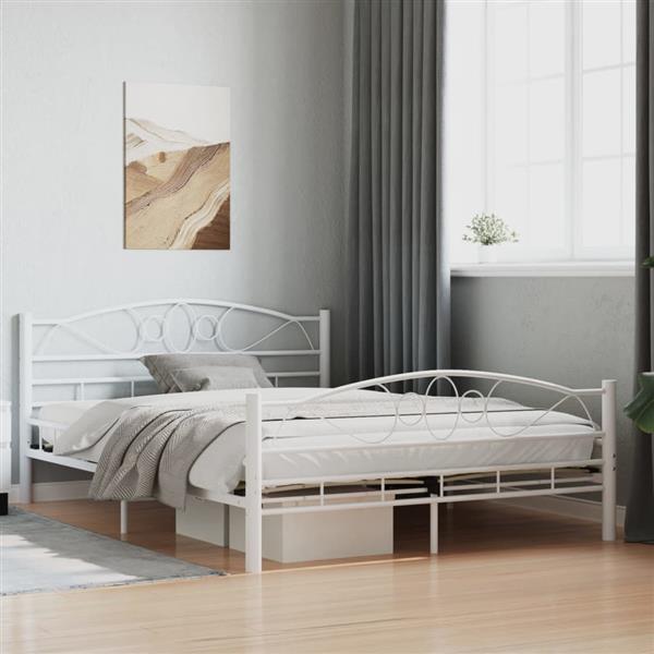 Grote foto vidaxl bedframe metaal wit 140x200 cm antiek en kunst stoelen en banken