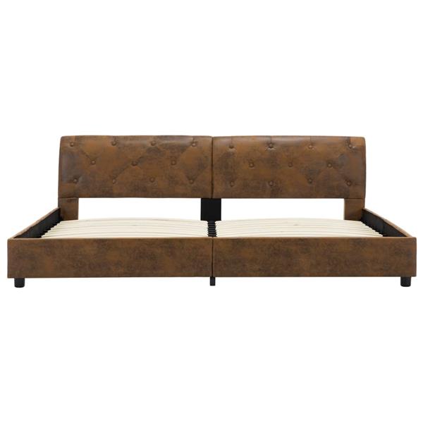 Grote foto vidaxl bedframe kunstsu de bruin 180x200 cm antiek en kunst stoelen en banken