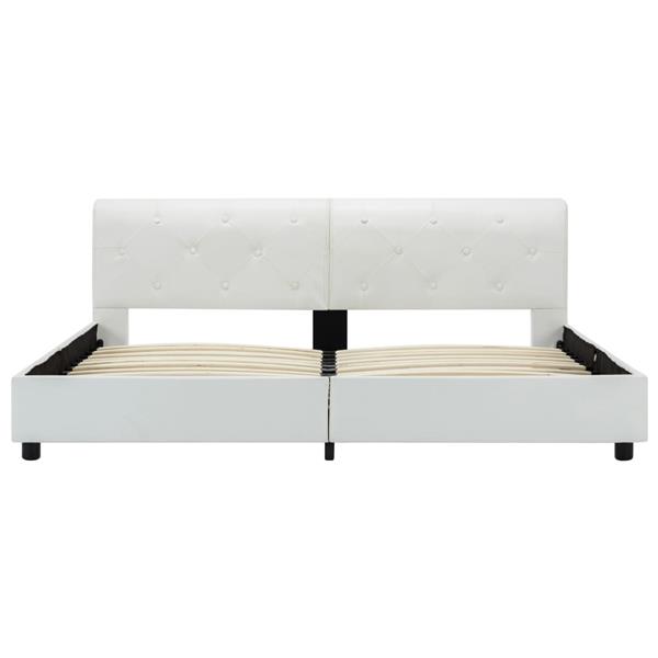 Grote foto vidaxl bedframe kunstleer wit 160x200 cm antiek en kunst stoelen en banken