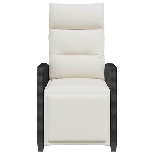 Grote foto vidaxl verstelbare tuinstoel met bijzettafel poly rattan zwart tuin en terras tuinmeubelen