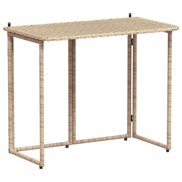 Grote foto vidaxl tuintafel inklapbaar 90x51x75 cm poly rattan beige tuin en terras tuinmeubelen