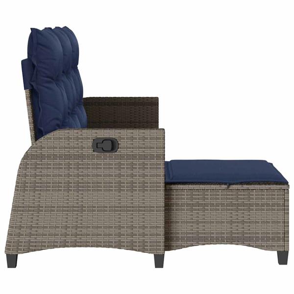 Grote foto vidaxl verstelbare tuinbank met kussens l vormig poly rattan grijs tuin en terras tuinmeubelen