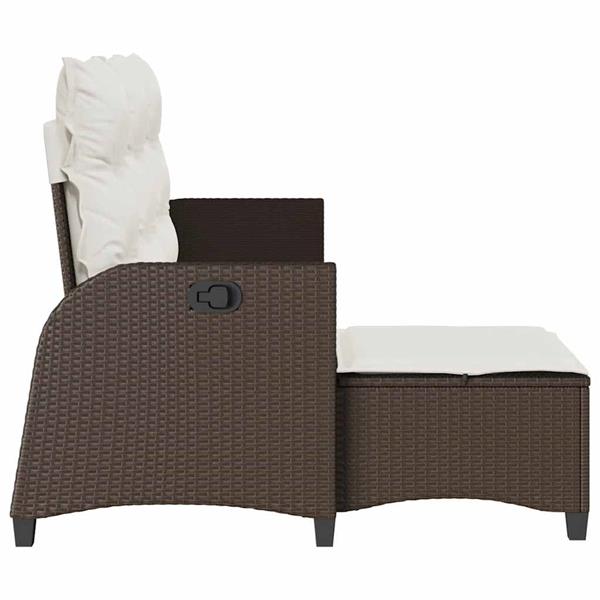 Grote foto vidaxl verstelbare tuinbank met kussens l vormig poly rattan bruin tuin en terras tuinmeubelen