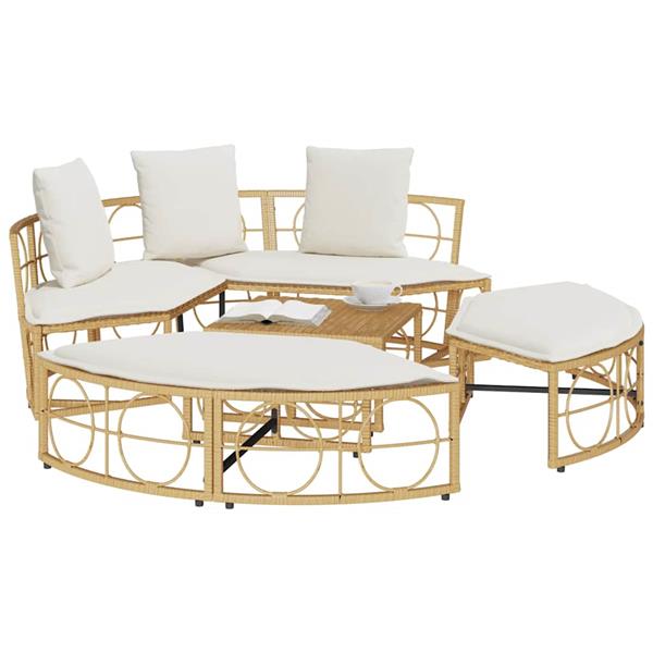 Grote foto vidaxl loungebed voor buiten zonder luifel poly rattan tuin en terras tuinmeubelen