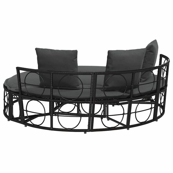 Grote foto vidaxl loungebed voor buiten zonder luifel poly rattan zwart tuin en terras tuinmeubelen