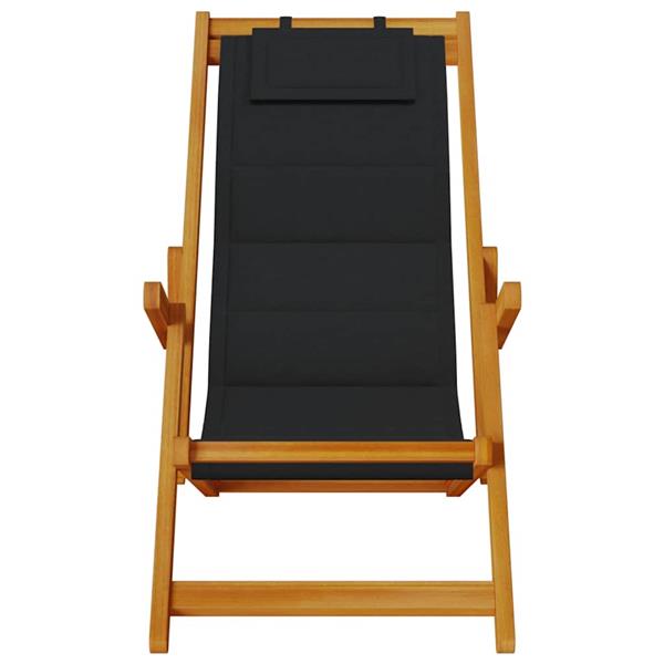 Grote foto vidaxl strandstoel inklapbaar met armleuningen acaciahout en textileen tuin en terras tuinmeubelen