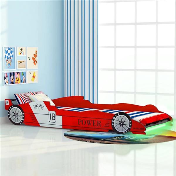 Grote foto vidaxl kinderbed raceauto met led verlichting rood 90x200 cm kinderen en baby complete kinderkamers