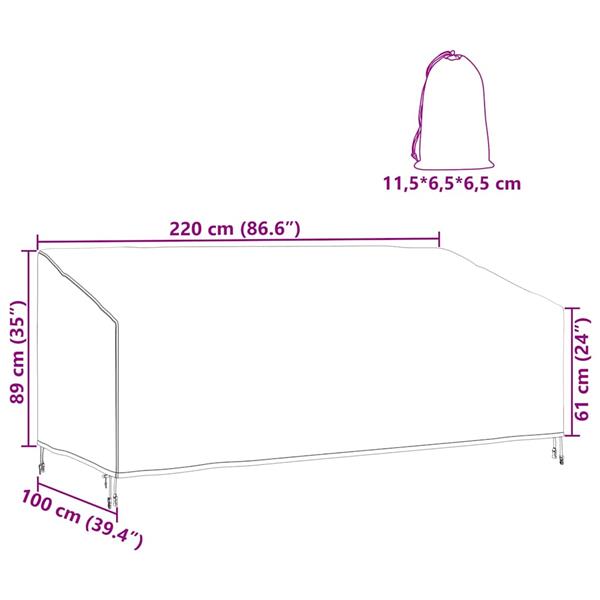 Grote foto vidaxl tuinbankhoes zwart 220 x 100 x 89 cm 210d oxford stof tuin en terras tuinmeubelen