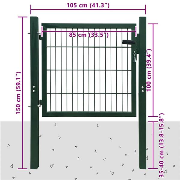 Grote foto vidaxl poort 105x150 cm staal groen tuin en terras hekken en schuttingen