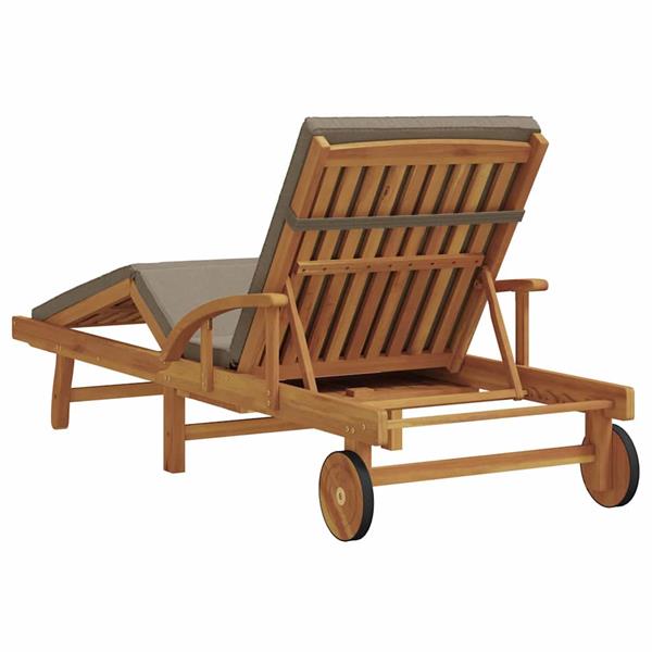 Grote foto vidaxl ligstoel met kussen taupe 200 x 67 x 84cm massief acaciahout tuin en terras tuinmeubelen