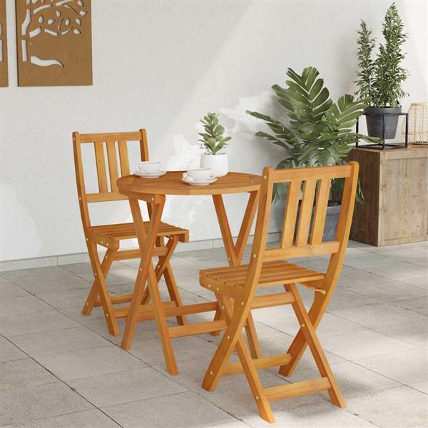Grote foto vidaxl bistroset 3 pcs bruin massief acaciahout tuin en terras tuinmeubelen