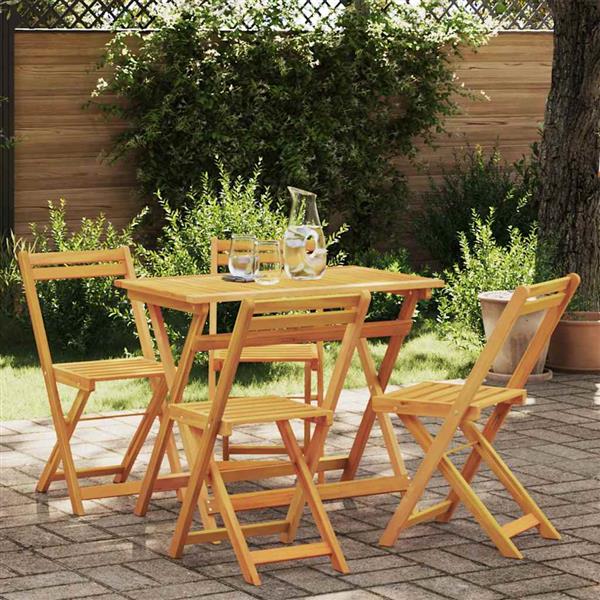 Grote foto vidaxl bistroset 5 pcs bruin massief acaciahout tuin en terras tuinmeubelen