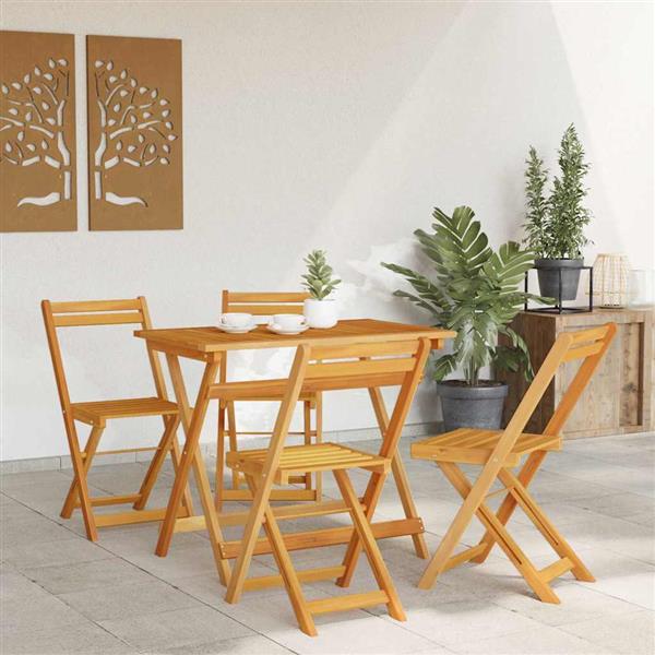 Grote foto vidaxl bistroset 5 pcs bruin massief acaciahout tuin en terras tuinmeubelen