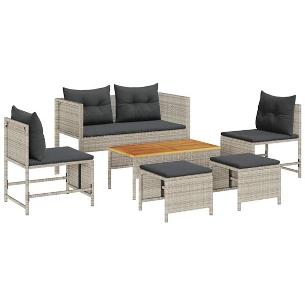 Grote foto vidaxl tuin sofa set 6 pcs lichtgrijs en donkergrijs poly rattan tuin en terras tuinmeubelen