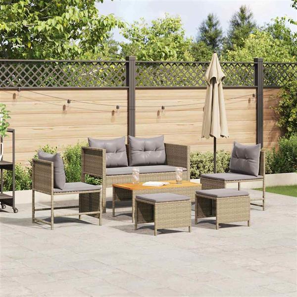Grote foto vidaxl tuin sofa set 6 pcs beige en lichtgrijs poly rattan tuin en terras tuinmeubelen