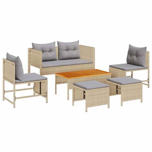 Grote foto vidaxl tuin sofa set 6 pcs beige en lichtgrijs poly rattan tuin en terras tuinmeubelen