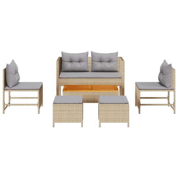 Grote foto vidaxl tuin sofa set 6 pcs beige en lichtgrijs poly rattan tuin en terras tuinmeubelen